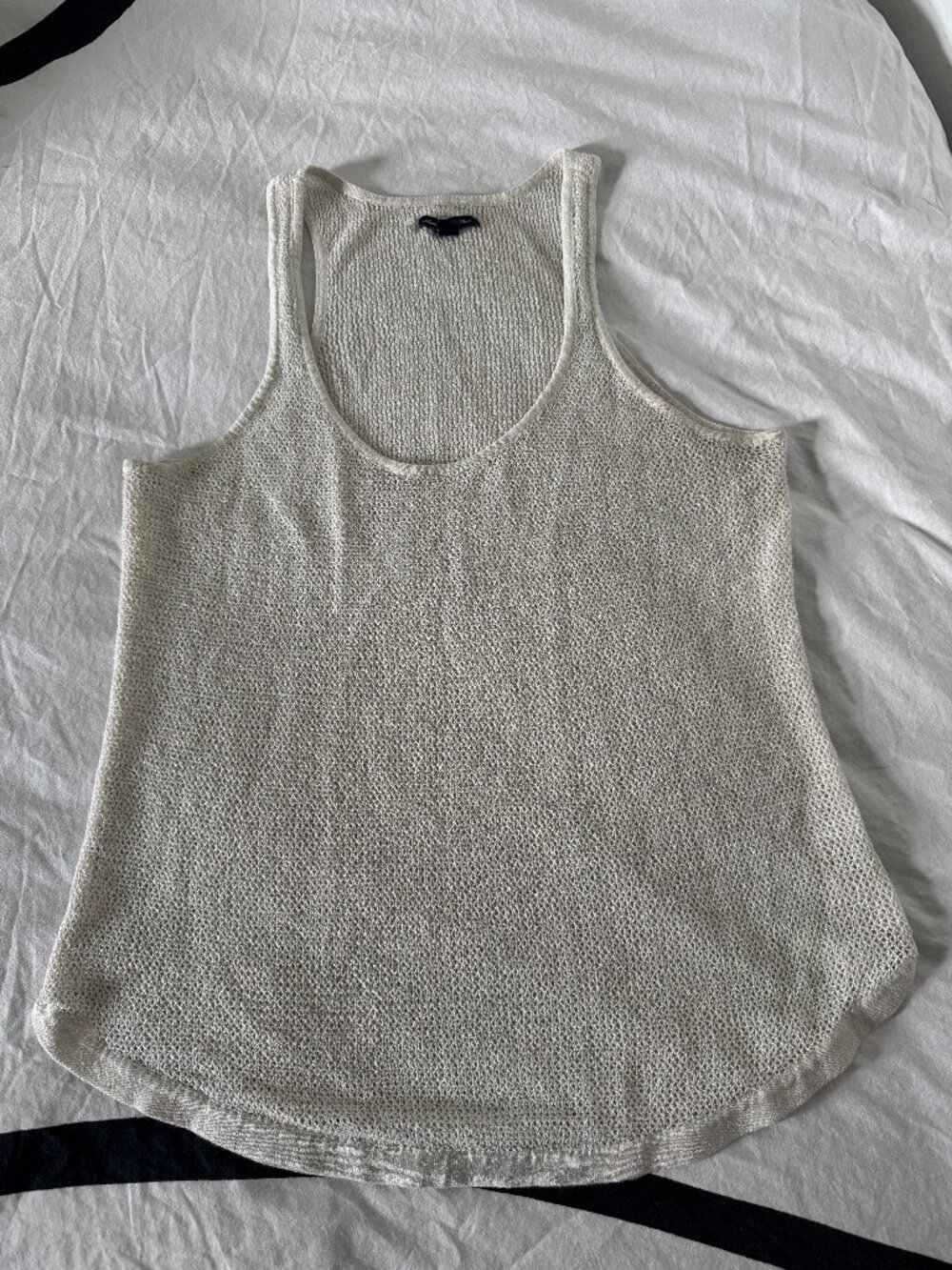 EUC AEO Cream Knit Tank Top Lightweight Sweater Tank Sz XL
